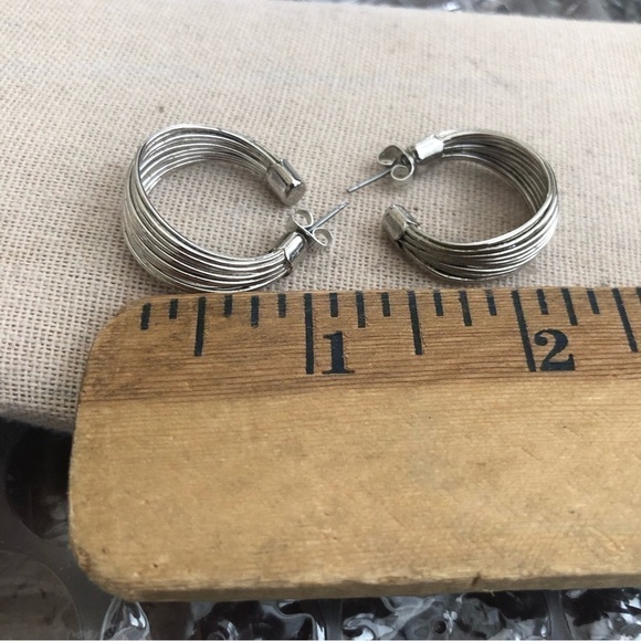 Vintage Silver Tone Pierced Earrings - Picture 3 of 3
